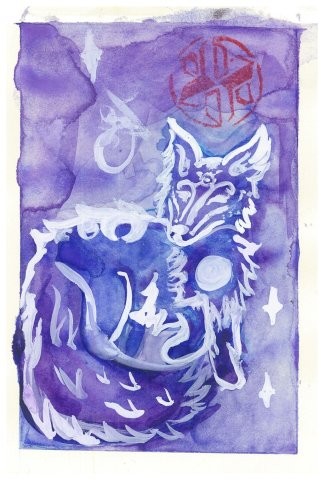 Night Doggo in the Sky (watercolor)